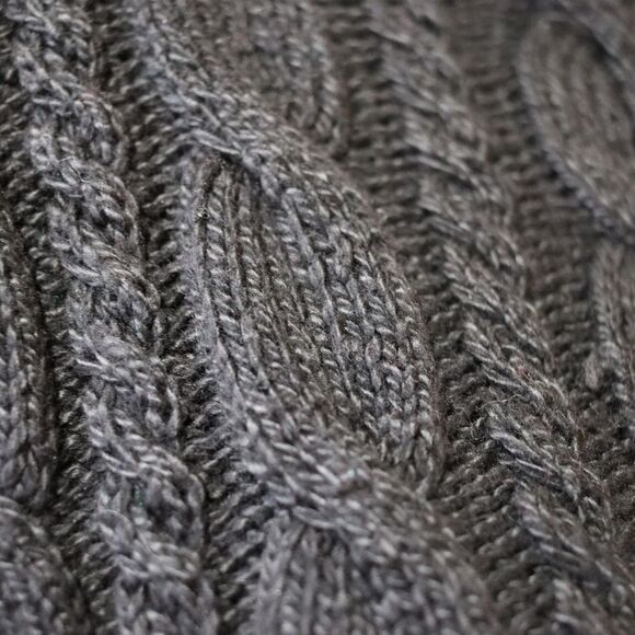 Vintage Chunky Heavy Cable Knit Black Mock Neck Sweater Pullover Large LG - Picture 8 of 11